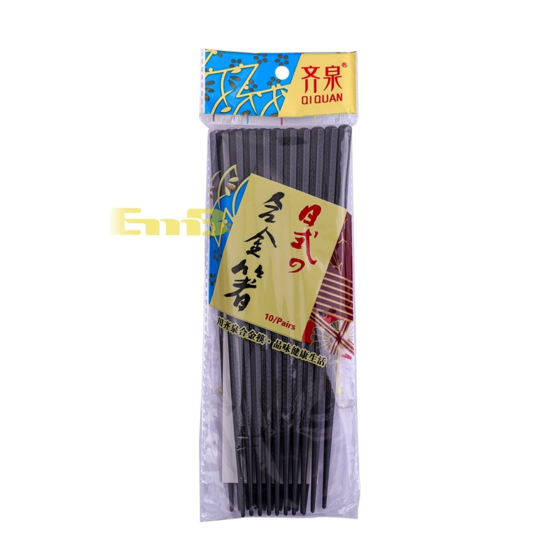 PALILLOS 10PARES QIQUAN 齐泉黑色六角筷子 1*100包 10双装 1HB12