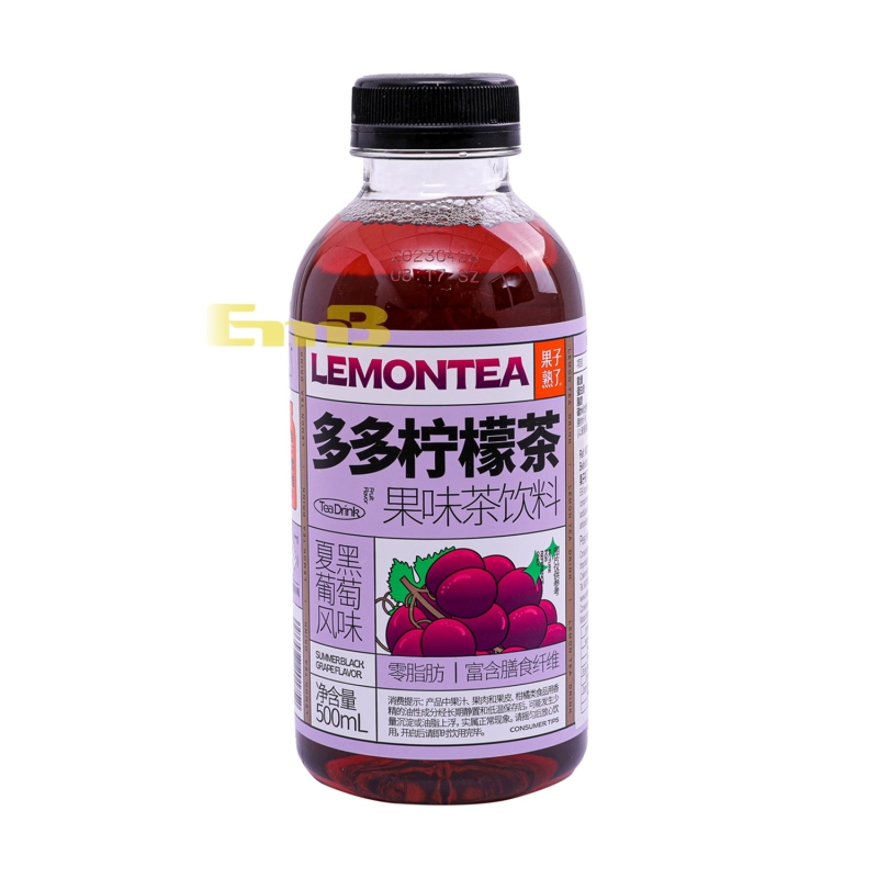 BEBIDA DE TE LIMON SABOR UVA GZSL 500ML 果子熟了多多柠檬茶(夏黑葡萄味) 15/500ML