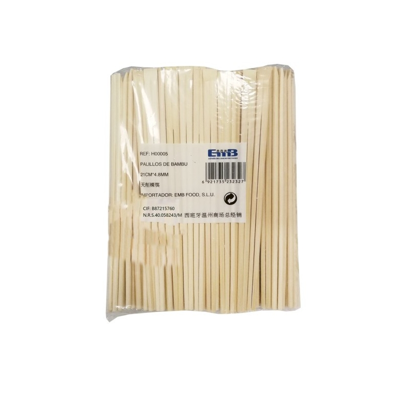 Palillos de bambu 21cm*4.8mm 100uds