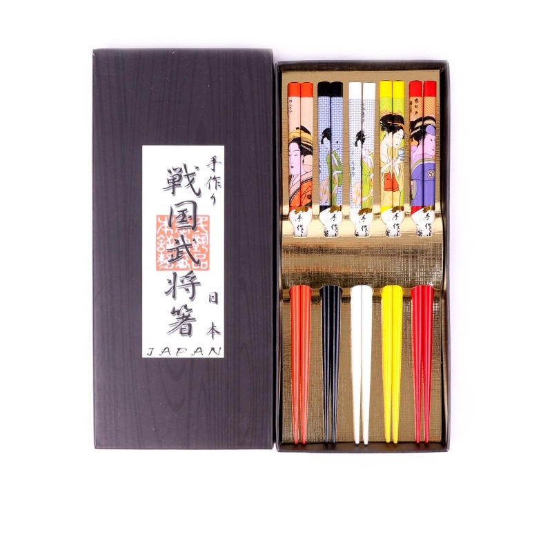 有色仕女五色筷子 100/5双黑盒